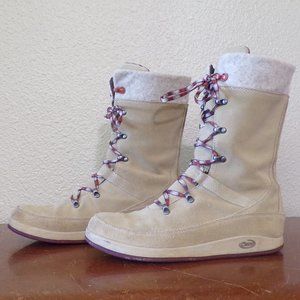 Chaco Tan Mid-calf Tall Lace-up Boots